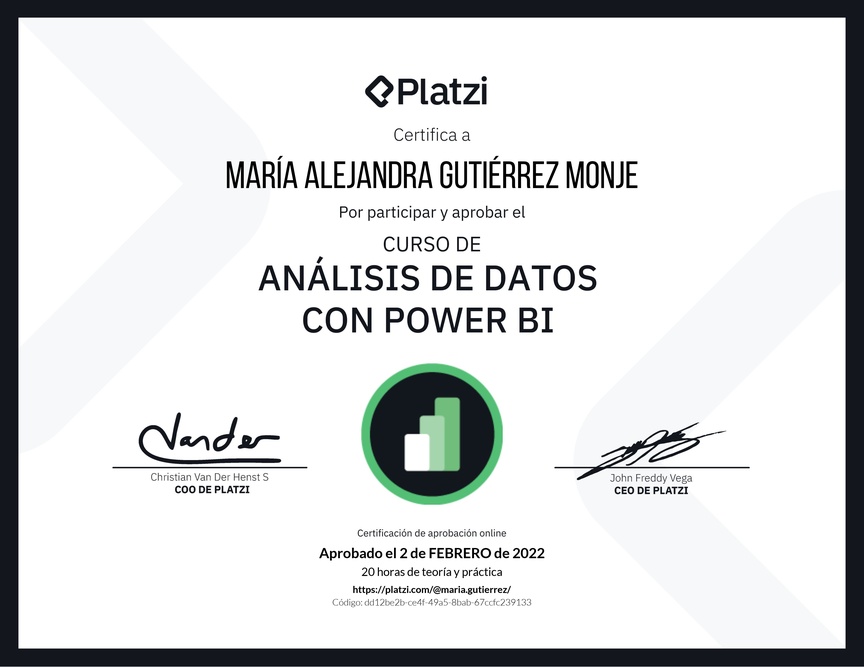 Diploma del Curso de Análisis de Datos con Power BI