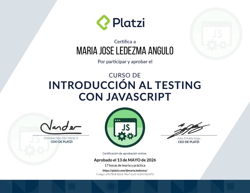 Diploma del Curso de Introducción al Testing con JavaScript