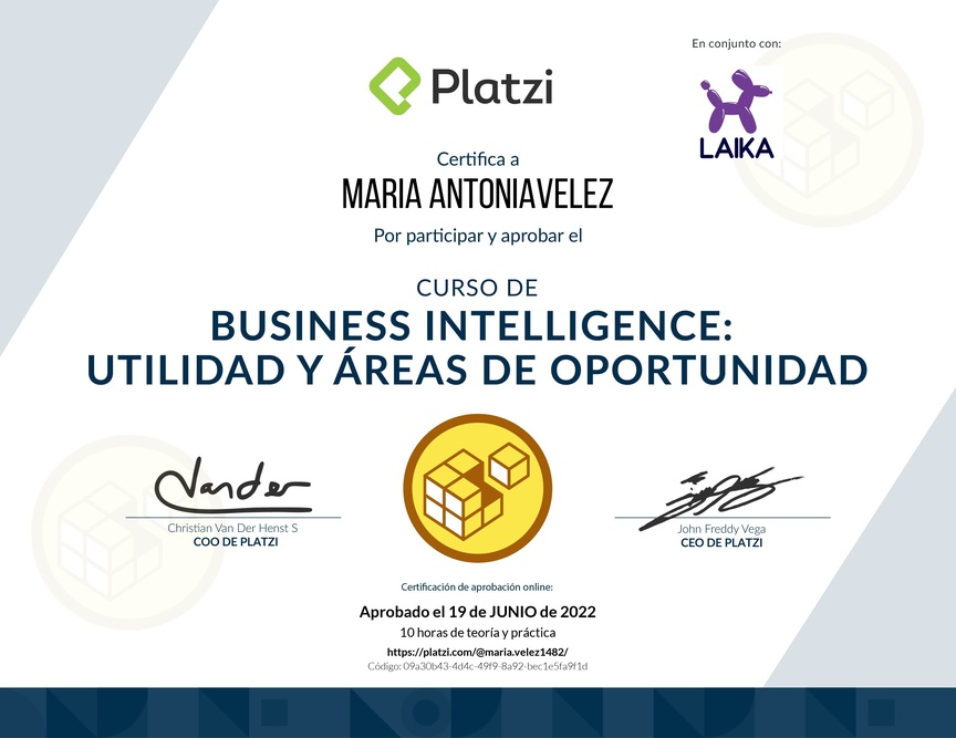 Diploma del Curso de Business Intelligence: Utilidad y Áreas de Oportunidad