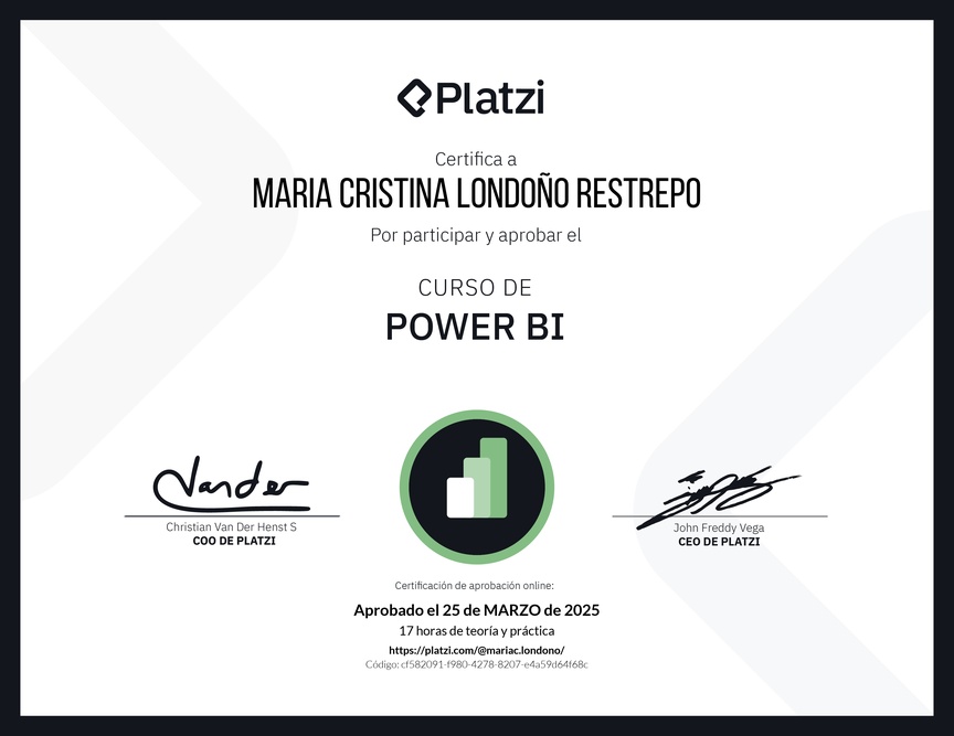 Diploma del Curso de Power BI