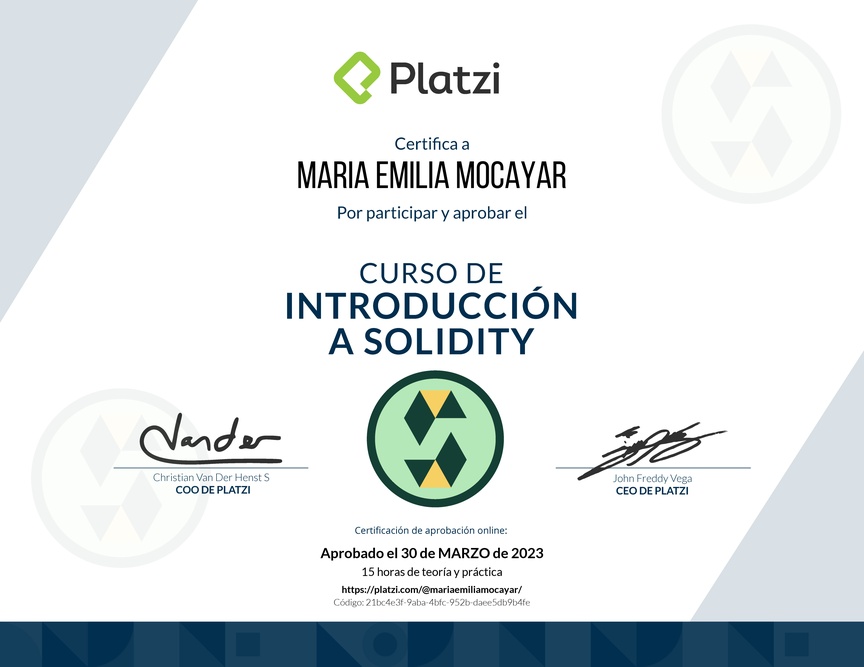 Diploma del Curso de Introducción a Solidity