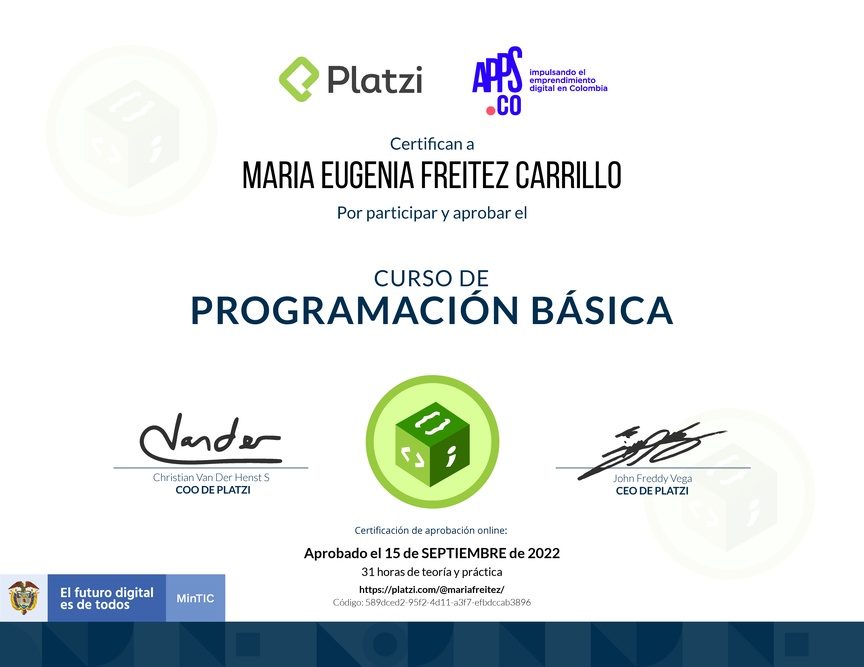 Diploma del Curso de Programación Básica