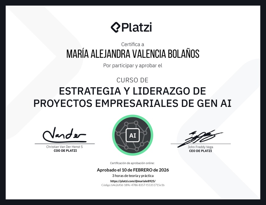 Diploma del Curso de Estrategia y Liderazgo de Proyectos Empresariales de Gen AI