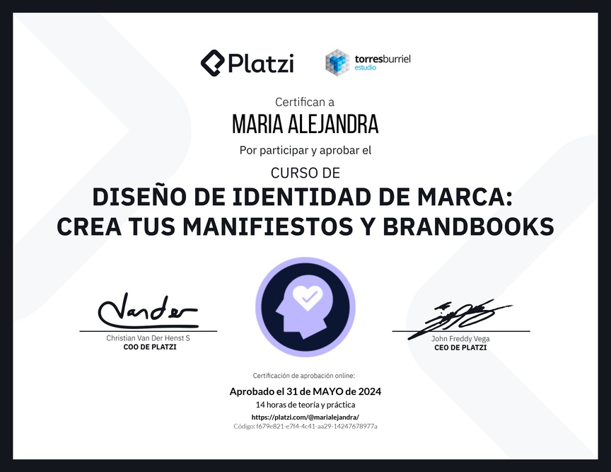Diploma del Curso de Diseño de Identidad de Marca: Crea tus Manifiestos y Brandbooks