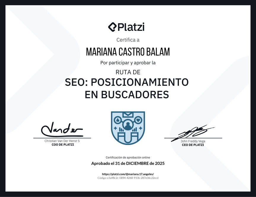 Diploma de la Ruta de Aprendizaje de SEO: Posicionamiento en Buscadores