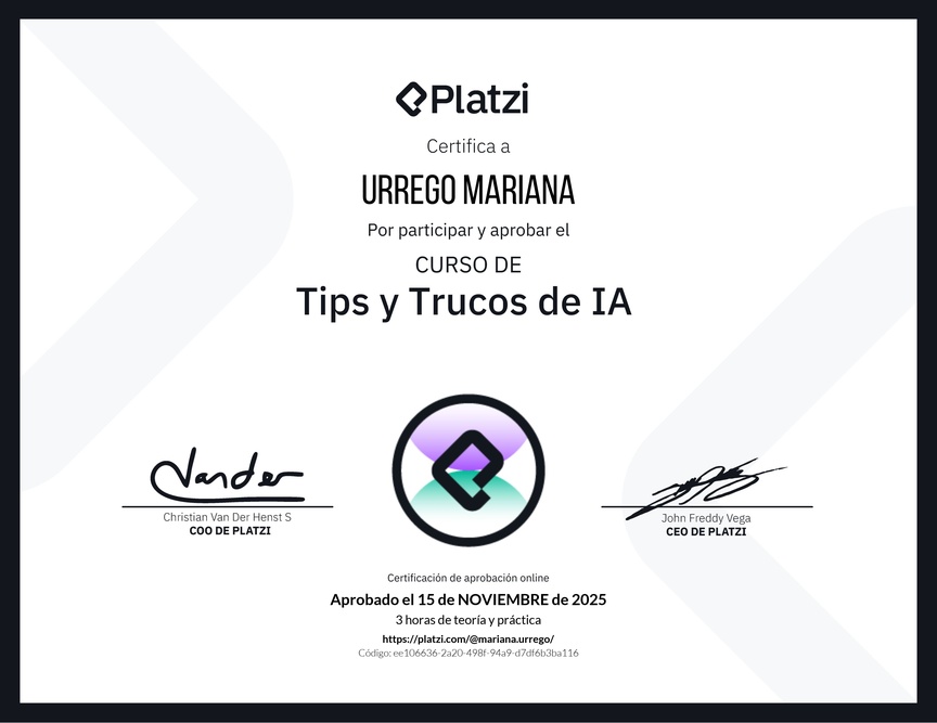 Diploma del Curso de tips y trucos de IA