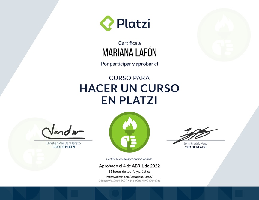 Diploma del Curso para Crear un Curso en Platzi (2021)
