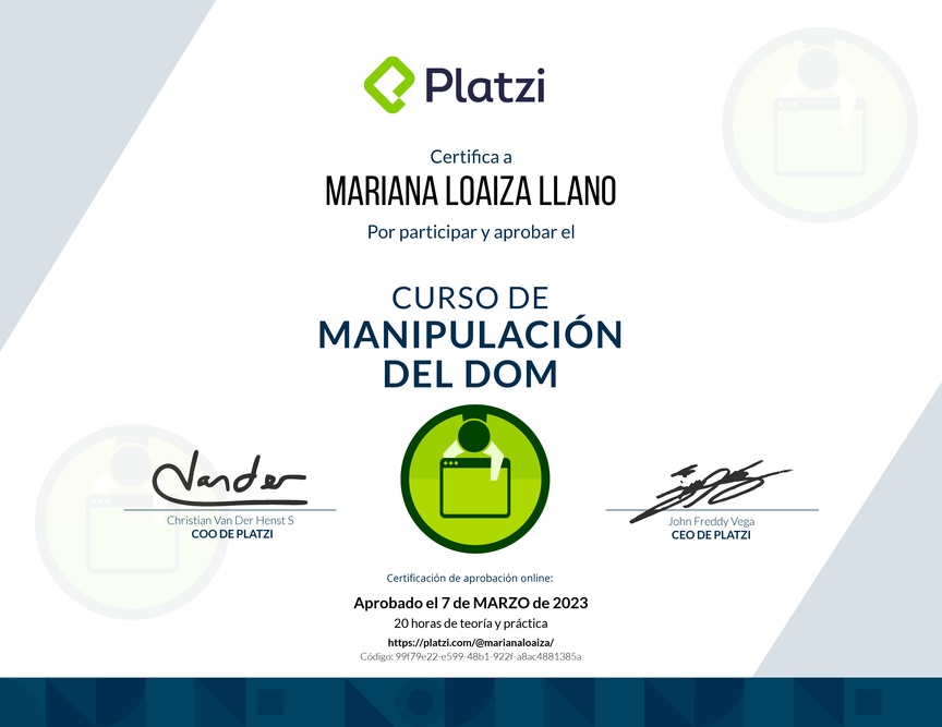 Diploma del Curso de Manipulación del DOM