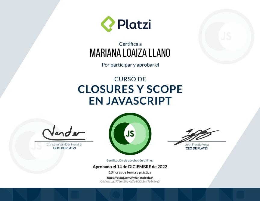 Diploma del Curso de Closures y Scope en JavaScript
