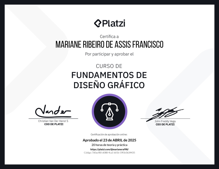 Diploma del Curso de Fundamentos de Diseño Gráfico