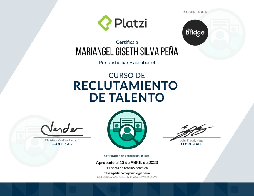 Diploma del Curso de Reclutamiento de Talento