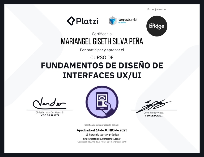 Diploma del Curso de Fundamentos de Diseño de Interfaces UX/UI