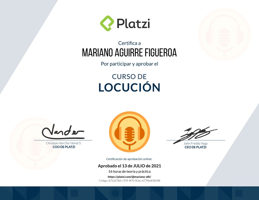 Diploma del Curso de Locución