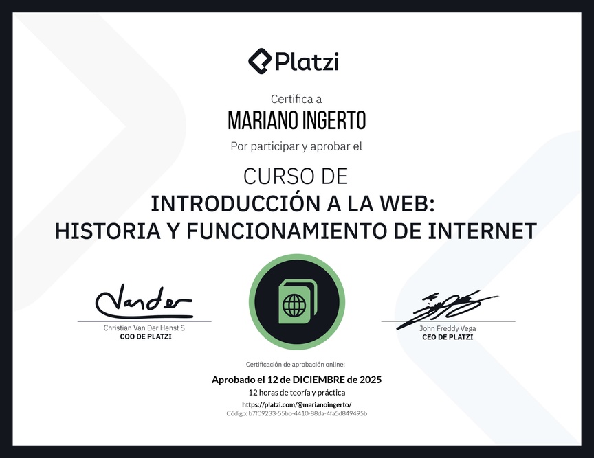 Diploma del Curso de Introducción a la Web: Historia y Funcionamiento de Internet