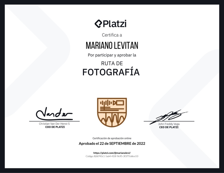 Diploma de la Ruta de Aprendizaje de Fotografía