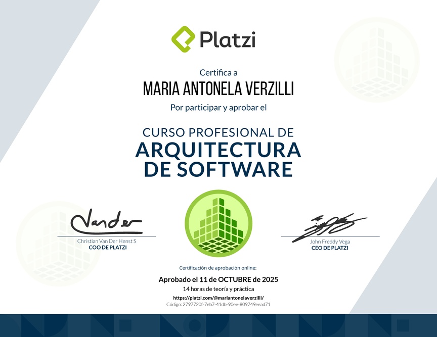 Diploma del Curso Profesional de Arquitectura de Software