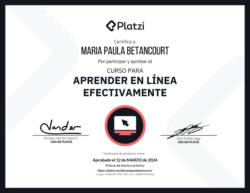 Diploma del Curso para Aprender en Línea Efectivamente