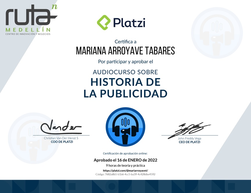 Diploma de Audiocurso Historia de la Publicidad