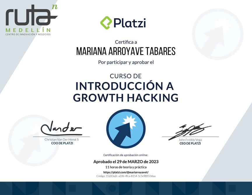Diploma del Curso de Introducción a Growth Hacking