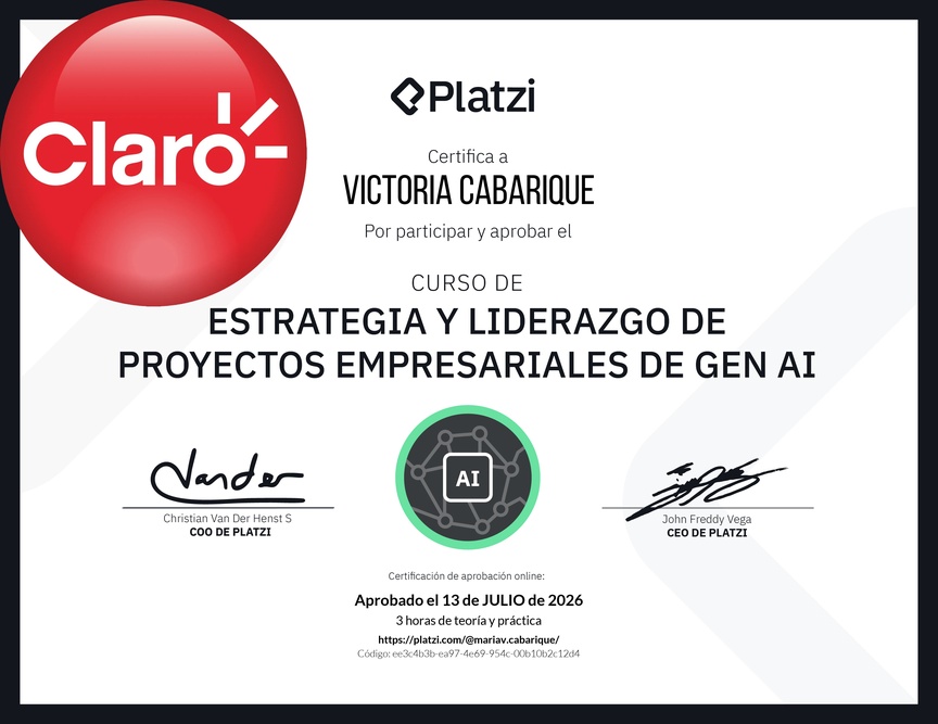 Diploma del Curso de Estrategia y Liderazgo de Proyectos Empresariales de Gen AI