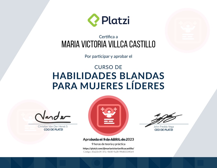 Diploma de Audiocurso de Habilidades Blandas para Mujeres Líderes