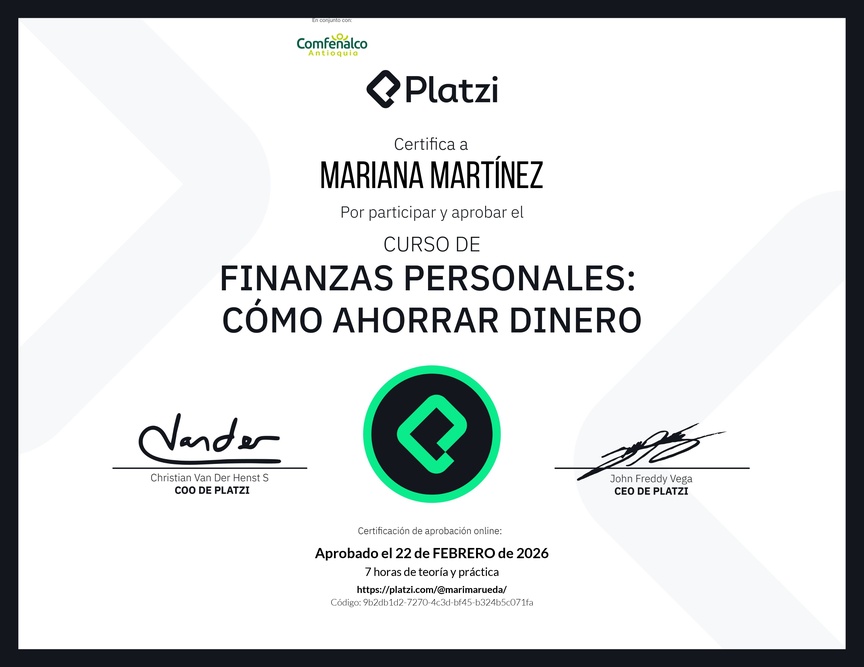 Diploma del Curso de Estrategias de Ahorro y Planificación Financiera