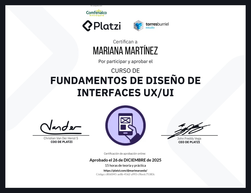 Diploma del Curso de Fundamentos de Diseño de Interfaces UX/UI