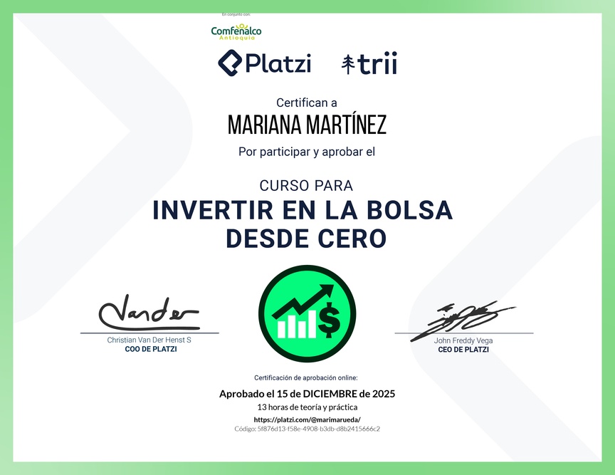 Diploma del Curso de Inversión en la Bolsa