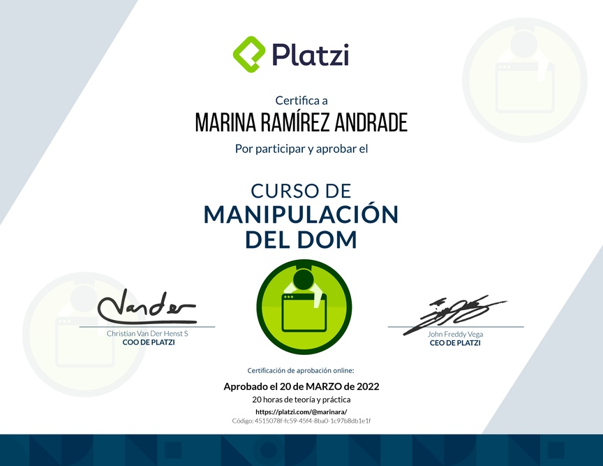 Diploma del Curso de Manipulación del DOM