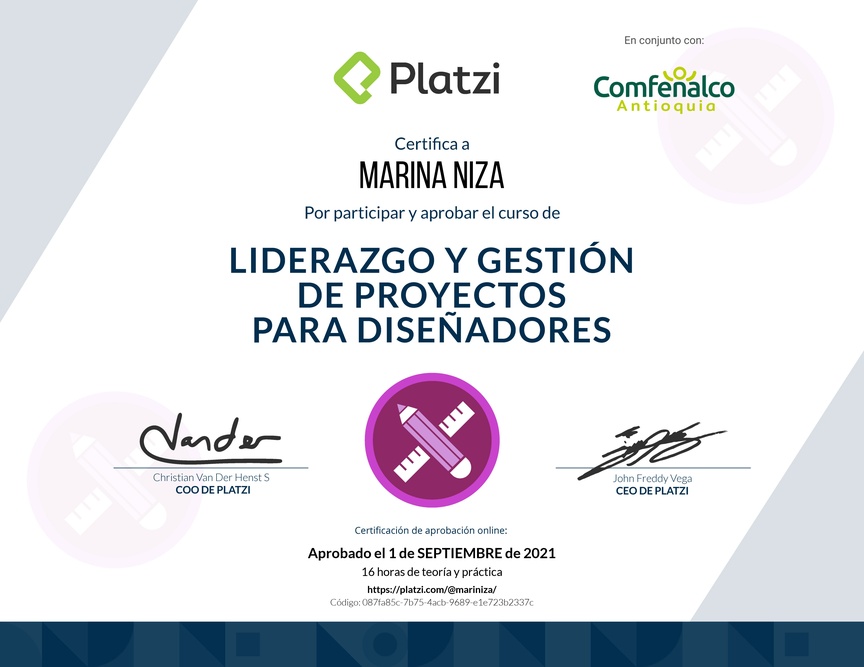 Diploma del Curso de Gestión y Liderazgo en Diseño