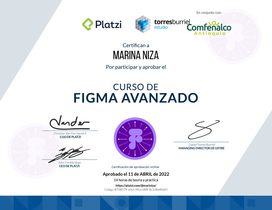 Diploma del Curso de Figma Avanzado