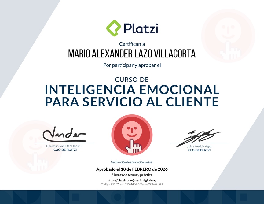 Diploma del Curso de Inteligencia Emocional para Servicio al Cliente