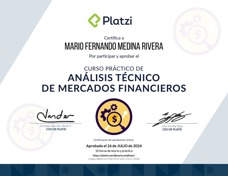 Diploma del Curso Práctico de Análisis Técnico de Mercados Financieros
