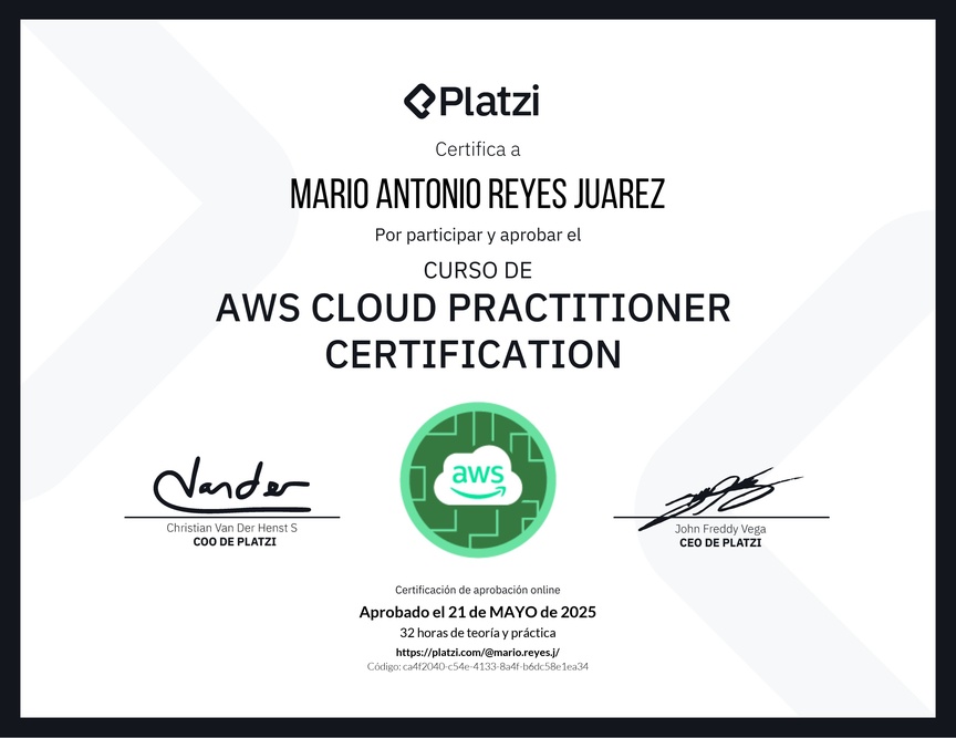 Diploma del Curso AWS Cloud Practitioner Certification