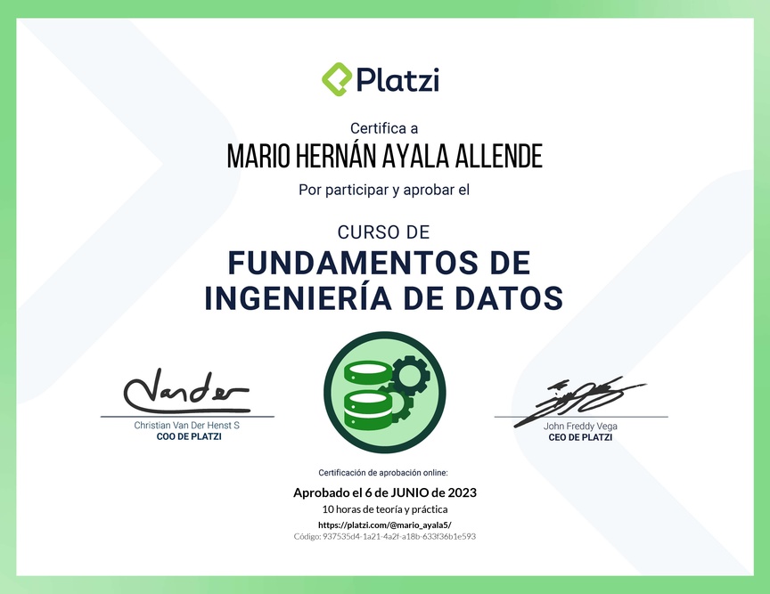 Diploma del Curso de Fundamentos de Ingeniería de Datos