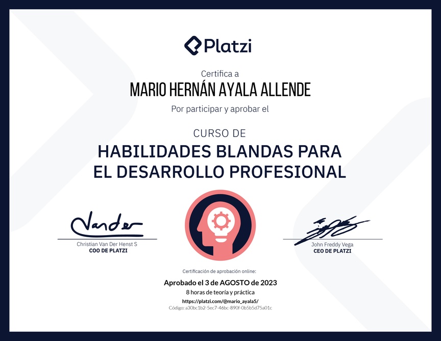 Diploma del Curso de Habilidades Blandas para el Desarrollo Profesional