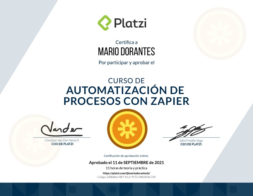 Diploma del Curso de Zapier