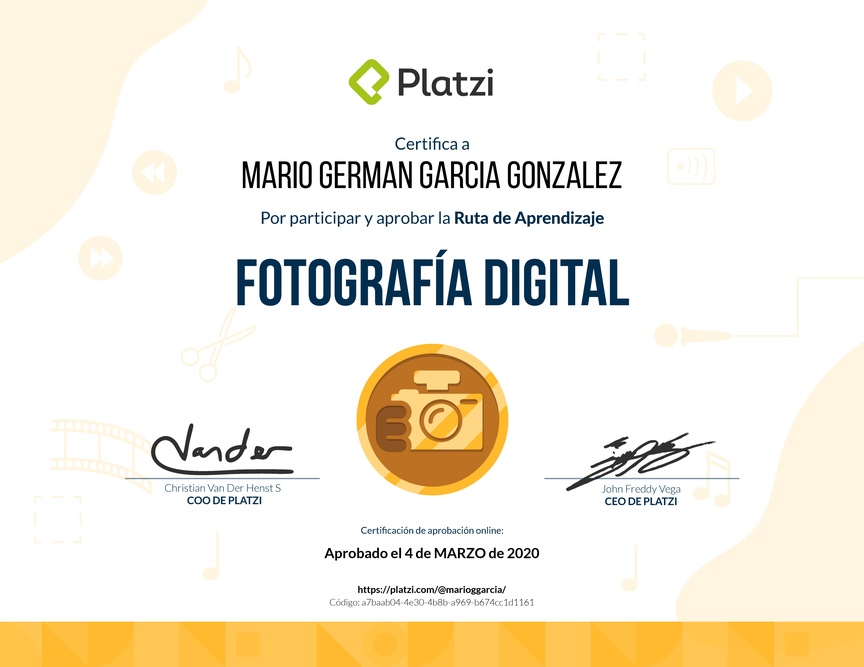 Diploma de la Ruta de Aprendizaje de Fotografía Digital