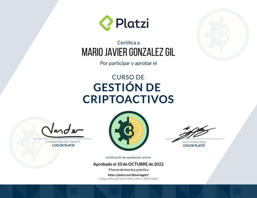 Diploma del Curso de Gestión de Criptoactivos