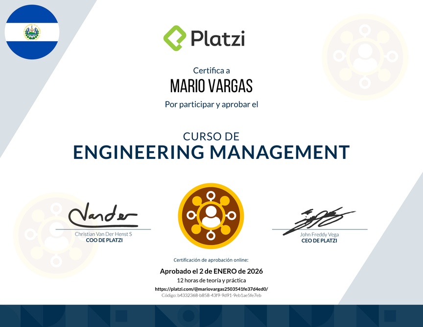 Diploma del Curso de Engineering Management