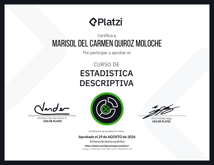 Diploma del Curso de Estadística Descriptiva