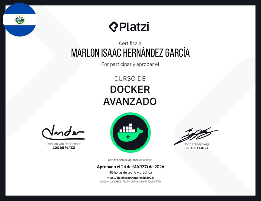 Diploma del Curso de Docker Avanzado