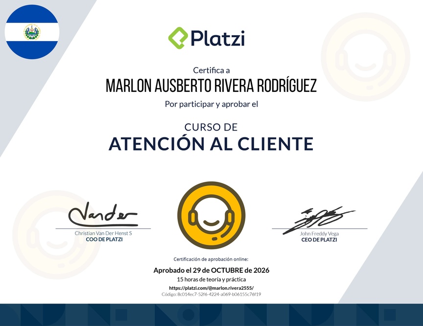 Diploma del Curso de Atención al Cliente