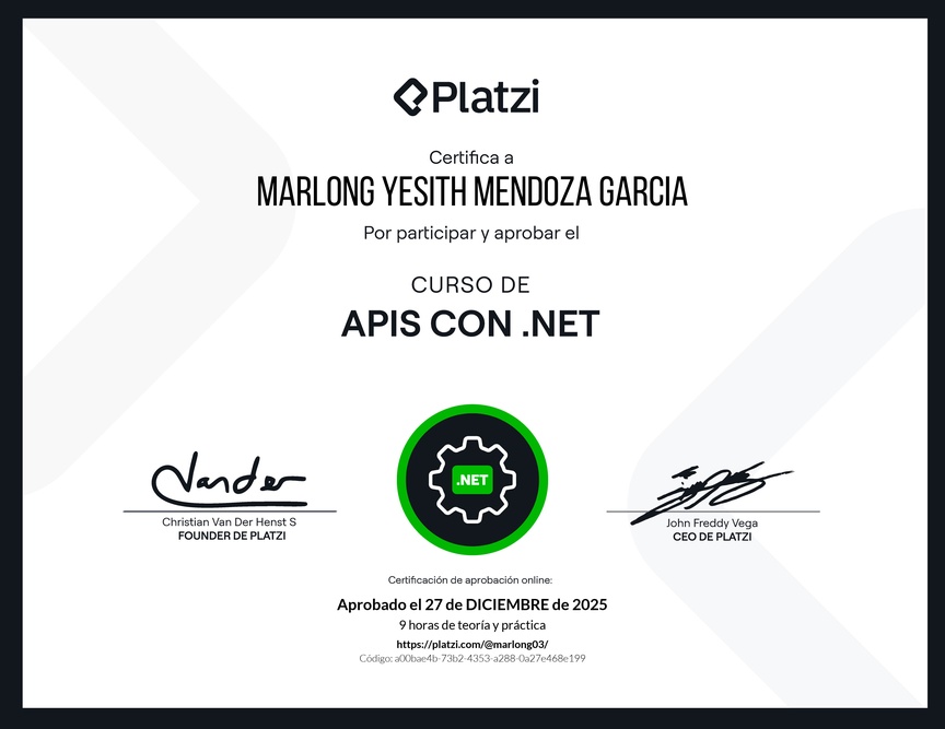 Diploma del Curso de APIs con .NET