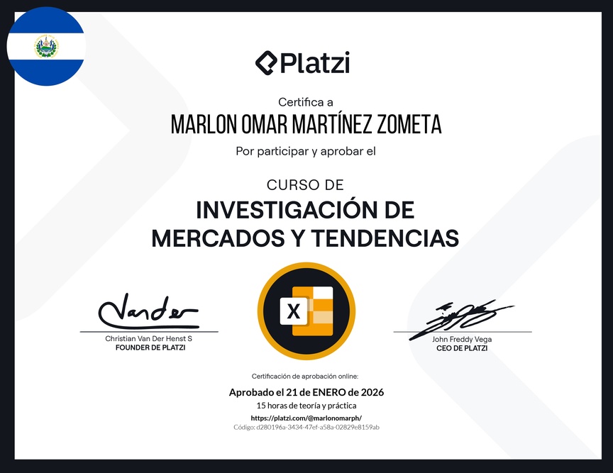 Diploma del Curso de Investigación de Mercados y Tendencias