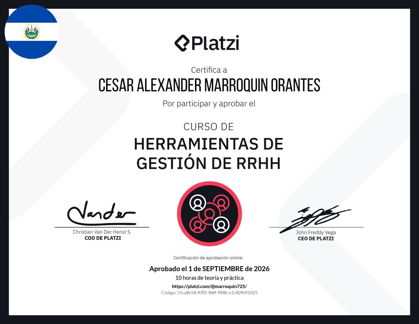 Diploma del Curso de Herramientas de Gestión de RRHH