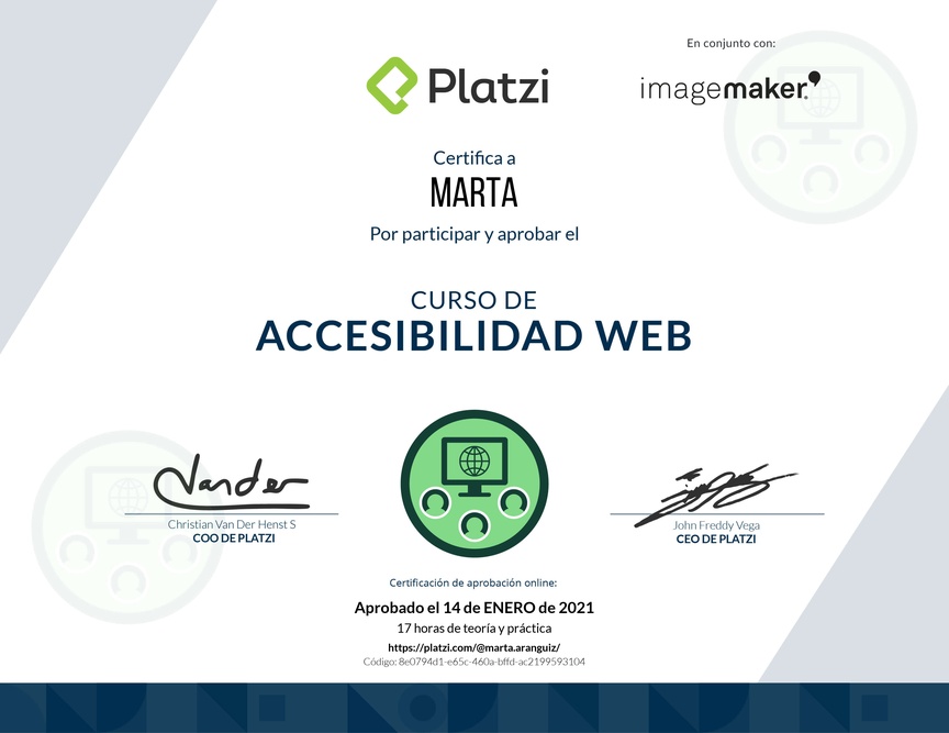 Diploma del Curso de Accesibilidad Web