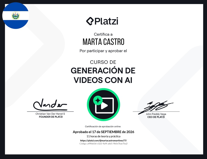 Diploma del Curso de Generación de Videos con IA
