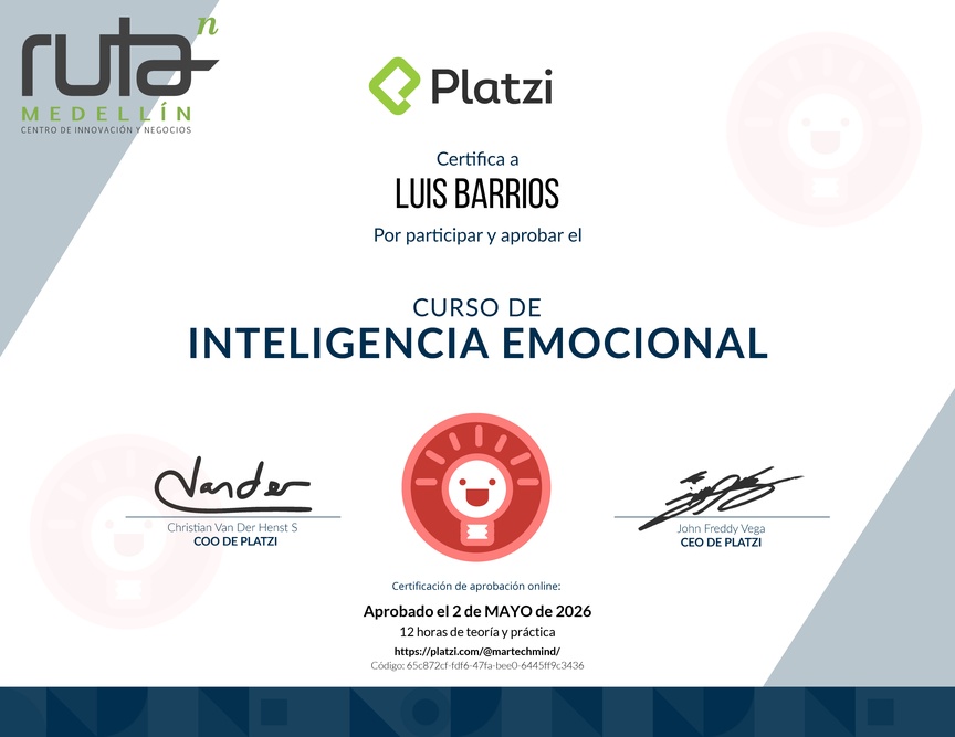 Diploma del Curso de Inteligencia Emocional