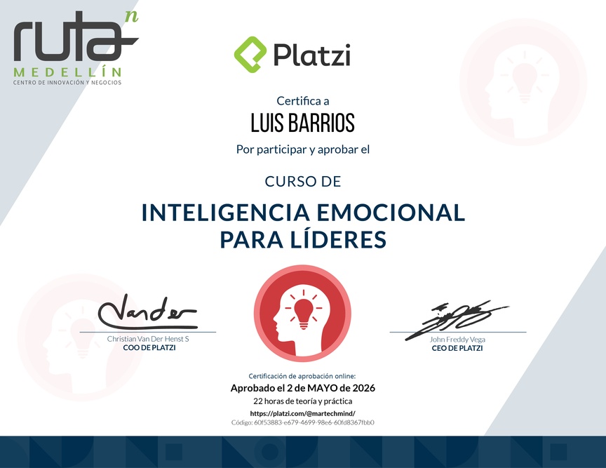 Diploma del Curso de Inteligencia Emocional para Líderes